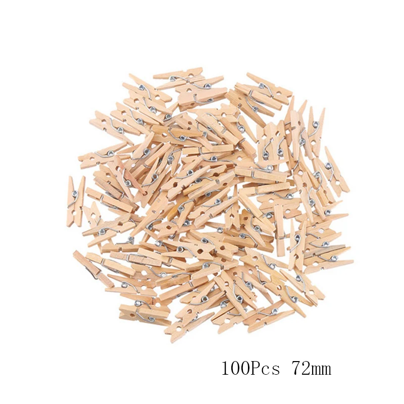 100Pcs Wood Clothespins Pastoral Photo Folder Mini Home Storage Clip Clothes Pegs Sheet Clamps 72mm Wooden Clothespins - Цвет: 72mm