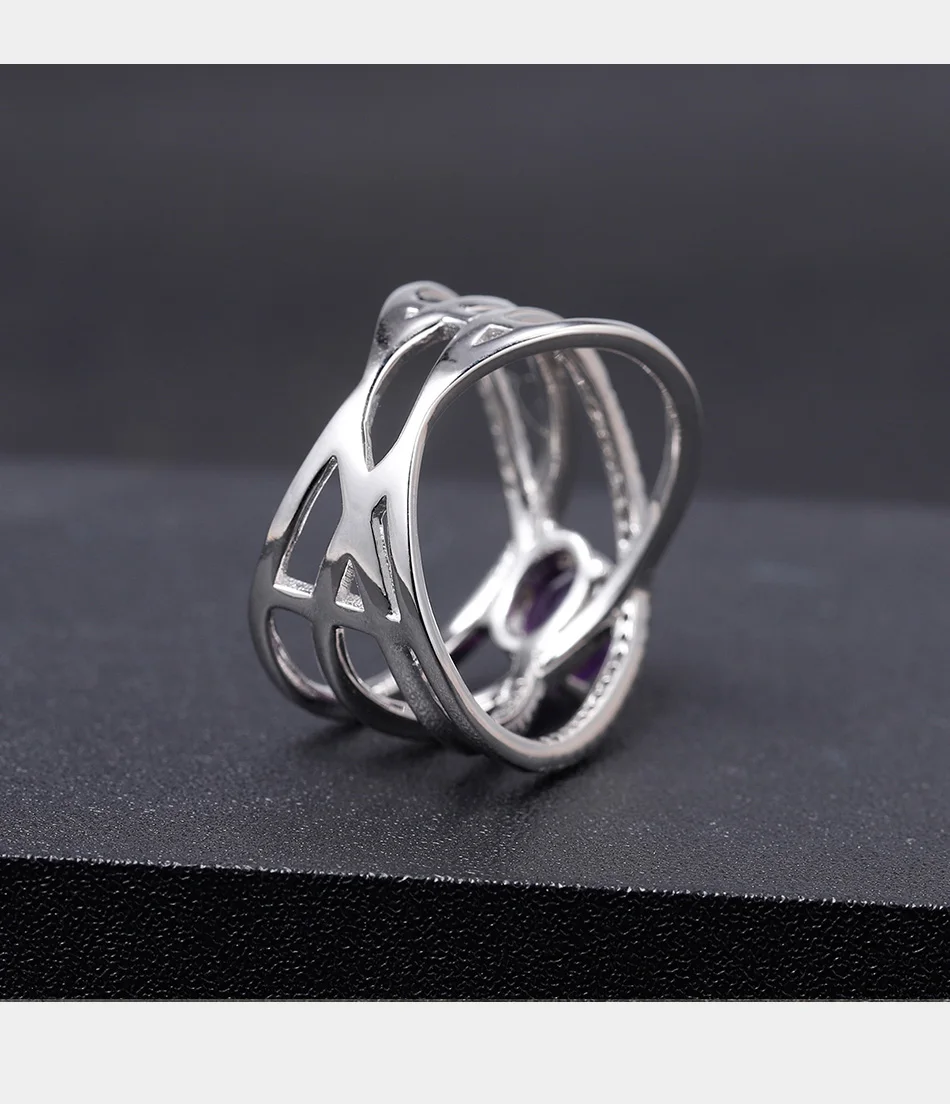 GEM'S BALLET 0.81Ct Натуральный Аметист крест-накрест кольцо 925 пробы серебряный камень кольцо для женщин юбилей ювелирные изделия