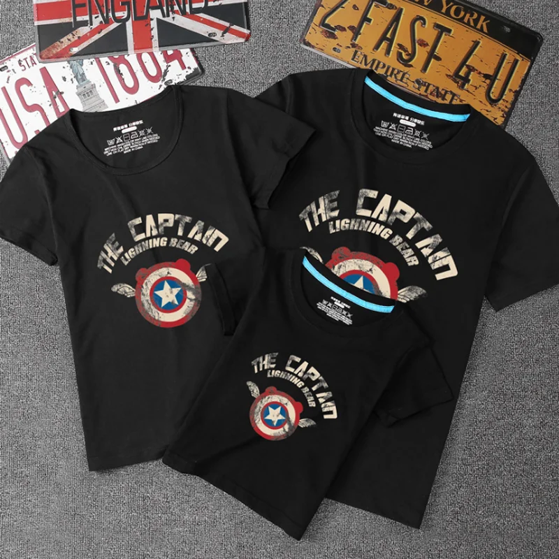 

Dad Mom Baby Family Suit Family Look Family Matching Outfits Captain America Shield T-Shirt Mother Daughter Father Son T shirts