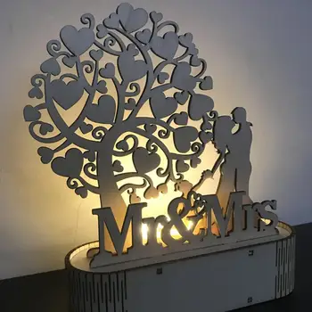 

LED Wooden DIY Night Light Wedding Party Healthy Decoration Soft Lamp Warm White