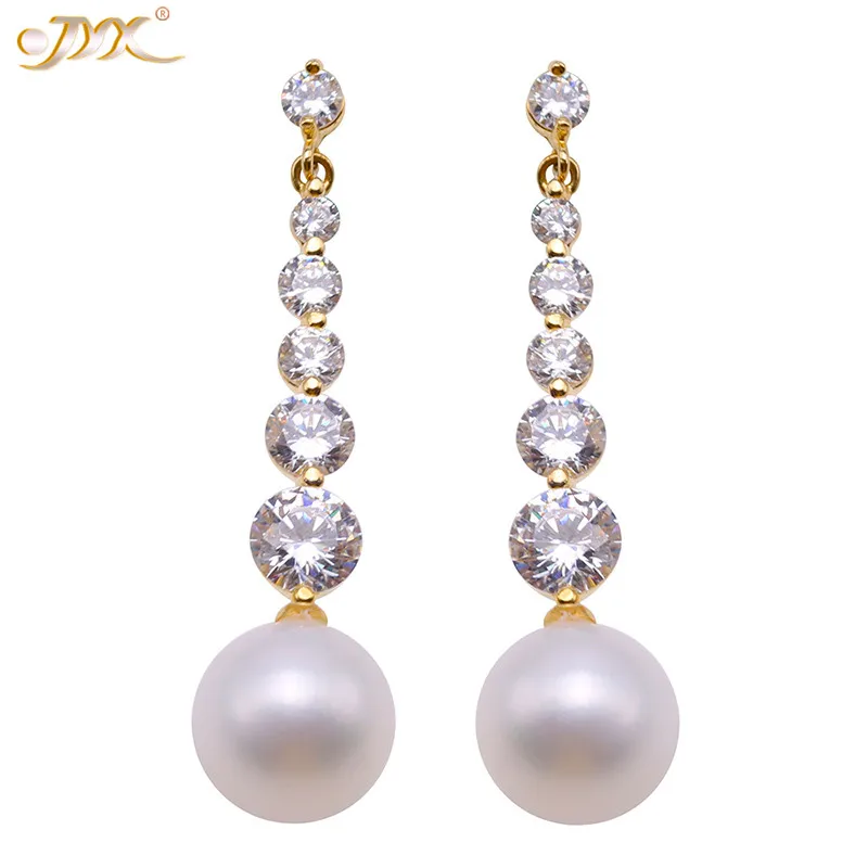 Женские серьги подвески из серебра 925 пробы с искусственным пресноводным