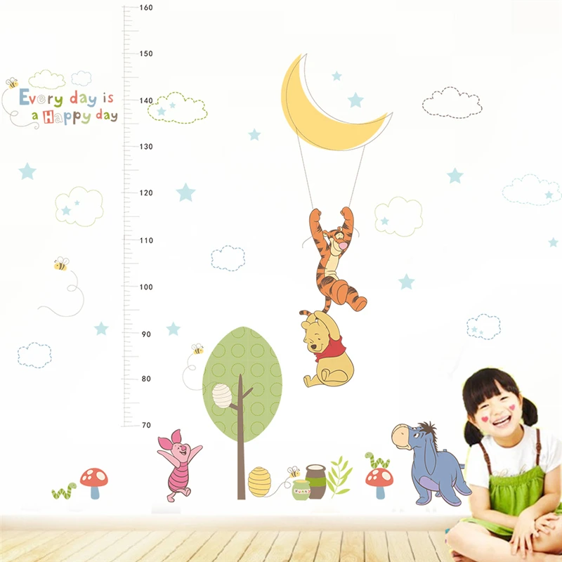 Disney cartoon winnie pooh growth chart wall stickers bedroom home decor diy animals height measure wall decals pvc mural art