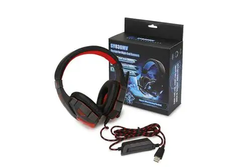 black red Новые 7,1 канальный Игровые наушники с разъемом USB со световым микрофоном стерео наушники глубокий бас для настольного компьютера ноутбука гарнитуры - Цвет: black red