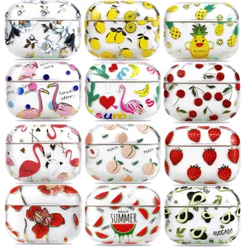 

For AirPods Pro Case Flower Fruit Strawberry Watermelon Transparent Clear Hard Plastic Cases For Airpods Pro Cover Funda