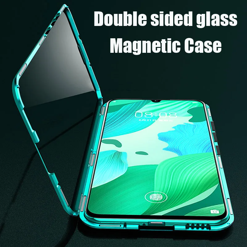 360 Magnetic Metal Case For Huawei P30 P20 Mate 20 Nova 5 Pro Double Side Glass Honor Psmart Z Y9 Prime 2019 cover |