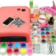 Набор для нейл-арта, лампа 36 Вт, 12 цветов, УФ-гель, клей для ногтей, кисть для кутикулы, декор для ногтей, маникюрные наборы