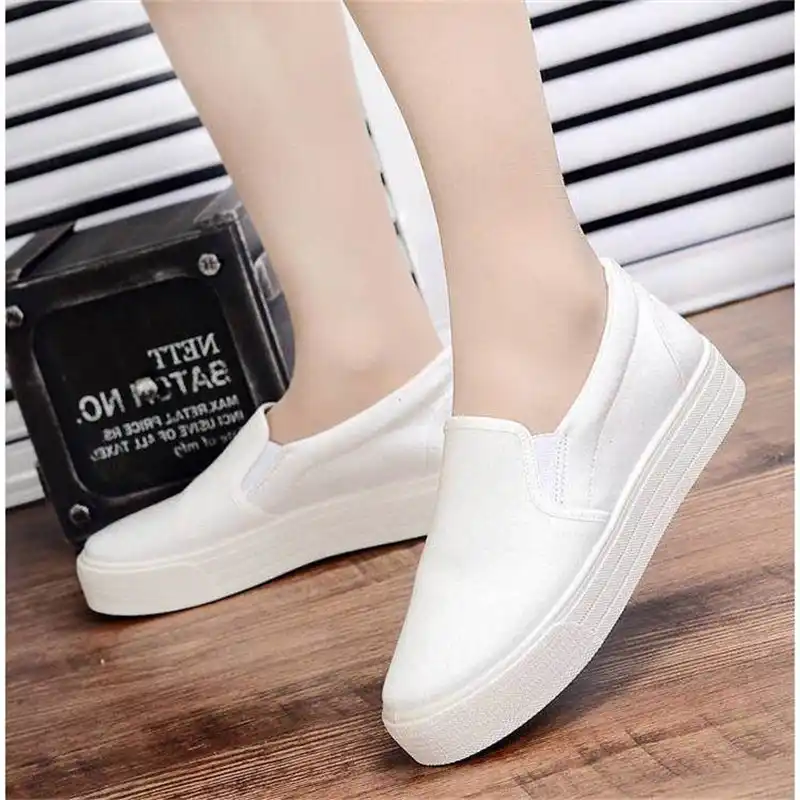 Zapatillas de lona para mujer, mocasines para mujer, zapatos de lona con  Plataforma, zapatos gruesos para mujer en blanco y negro, zapatos  informales de Plataforma para mujer|Zapatos vulcanizados de mujer| -  AliExpress