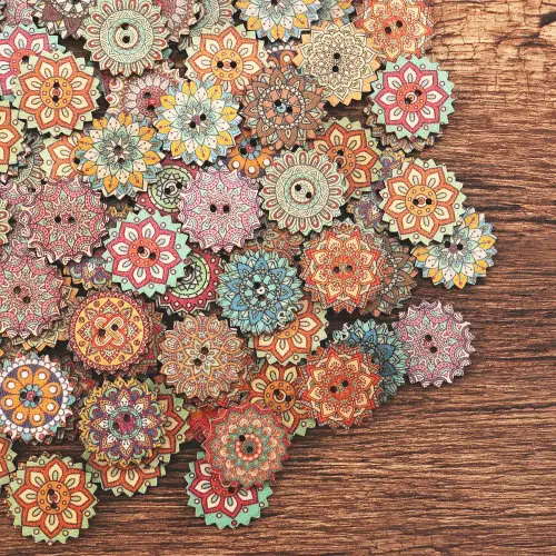 11 100 капсул/упаковка с принтом розы деревянные пуговицы винтажные diy Детские цвета ручной работы - Цвет: 11