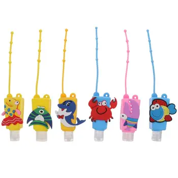 

6Pcs Hanging Silicone Bottles Keychain Carrier Hand Sanitizer Bottles Empty Container Hand Soap Dispenser Subpackaging Bottles