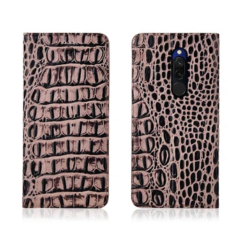 

Crocodile pattern genuine leather magnetic case card slot holder for Xiaomi Redmi 8 case for Xiaomi Redmi 8A phone bag funda