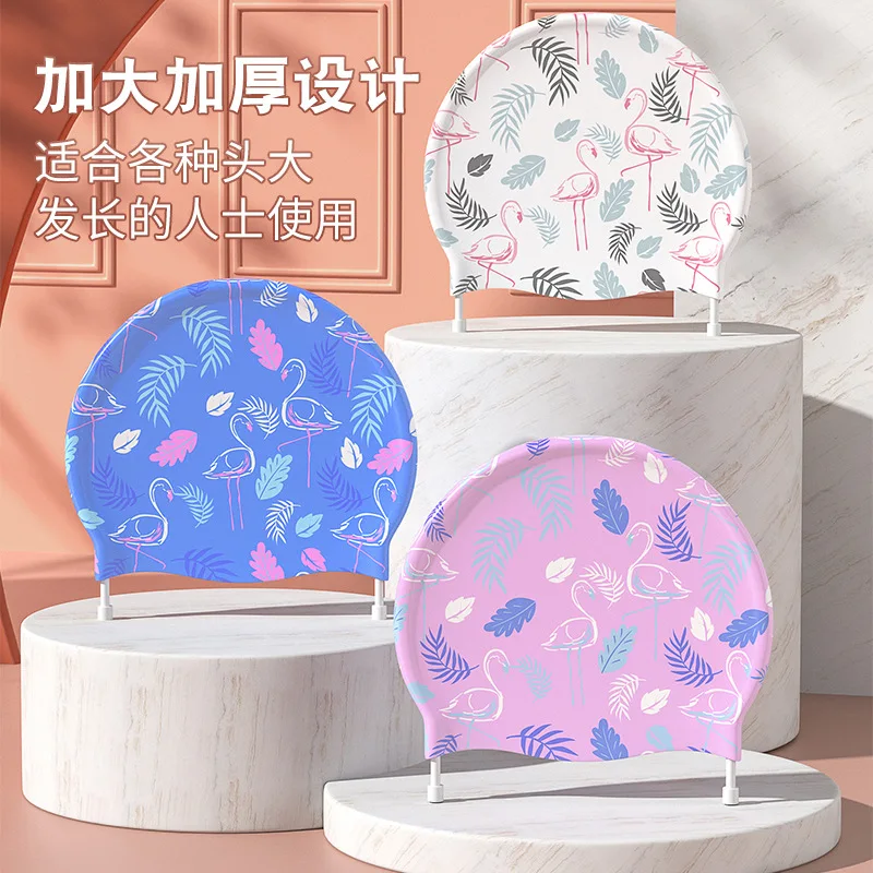 Women Men Printed Waterproof Swimming Goggles Caps Set Silicone Long Hair Large Swim Hat Natacion Diving Glasses Equipment 2022 3