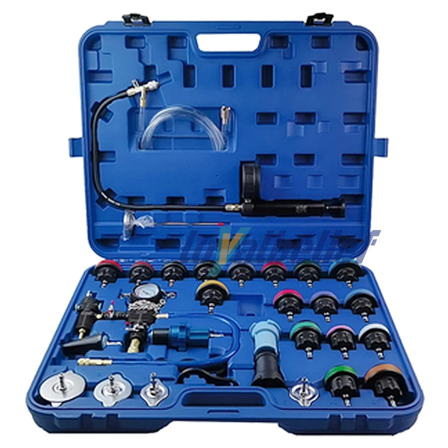 Kit Di Prova Pressione Per Radiatore Stahl-Faust – 18 Pezzi Per Auto, Con Pompa Manuale E Termometro