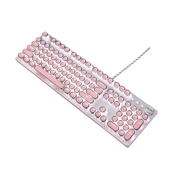 

Gaming Keyboard,Retro Punk Typewriter-Style,USB Wired for PC Laptop Desktop Computer for Game and Office (Round Keycaps)
