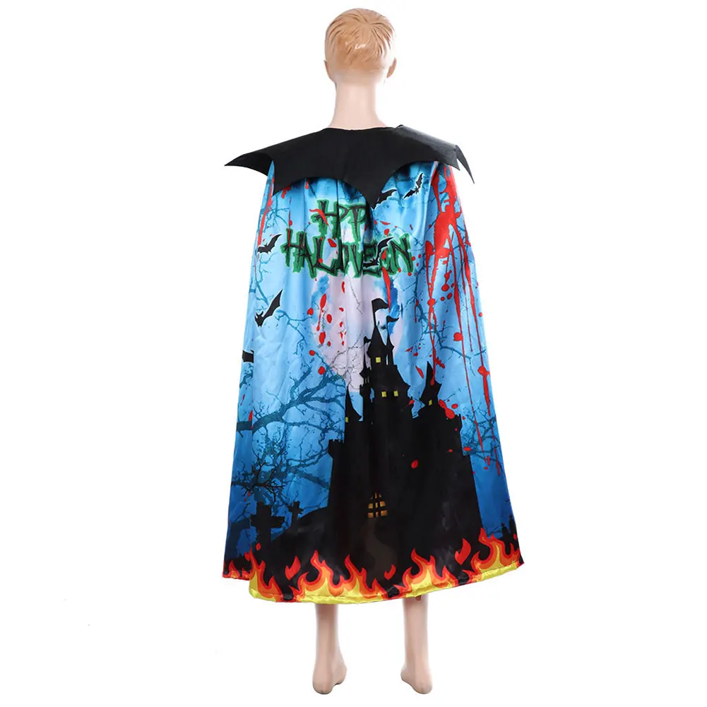 

School Cosplay Game Robe Party Home Double Layer Festival Fairy Hood Costume Halloween Printing Kid Cloak