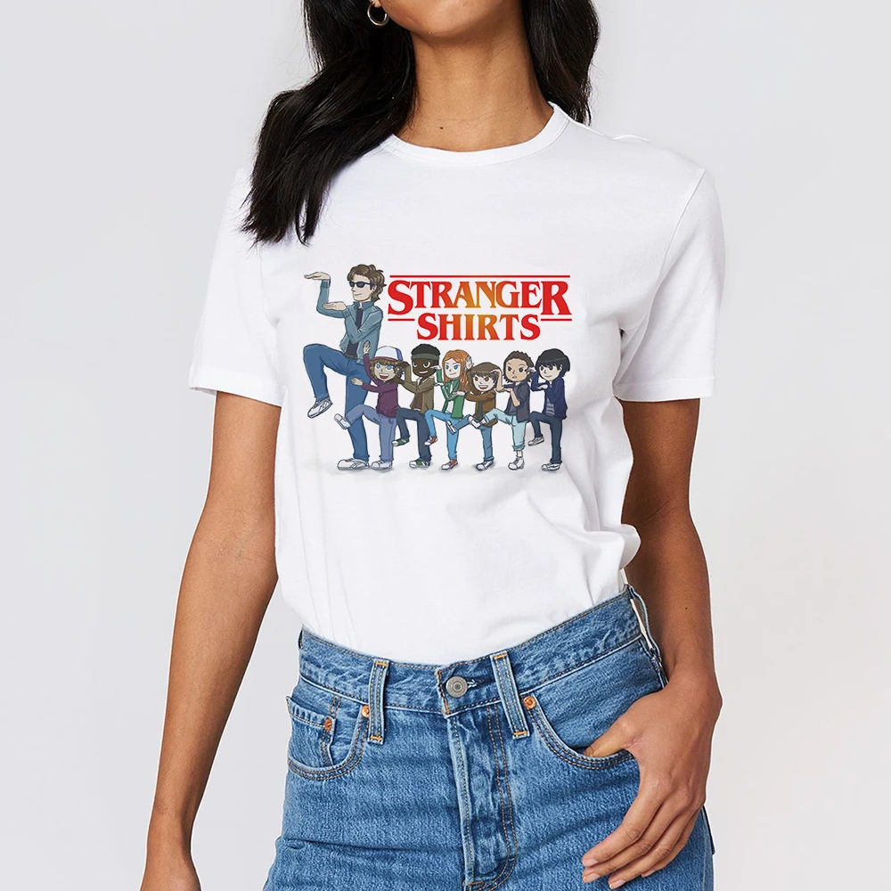 

Stranger Things tshirt Pretty Women's Clothing Spring Summer T Shirt Harajuku Hip Hop Oversize Simple Round Neck T-shirt