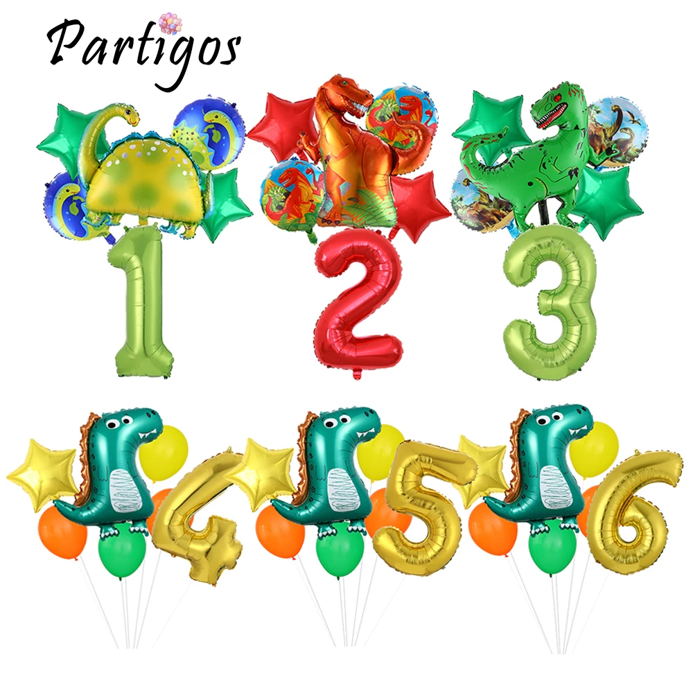 

1set Big Dinosaur Foil Balloons Tyrannosaurus Globo 16/32/40inch foil Number Ballons Dinosaur Party Birthday Jungle Party Decors