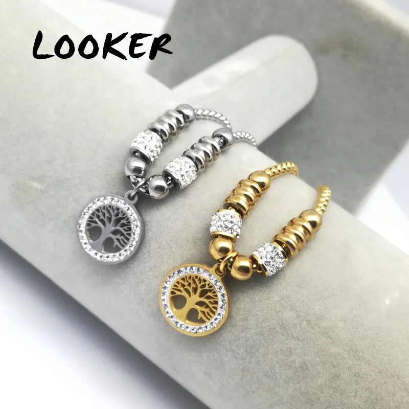 

LOOKER Tree of Life Bracelet&Bangles Stainless Steel Love Charms Adjustable Chain Bracelets For Women Wedding Gold Color Jewelry