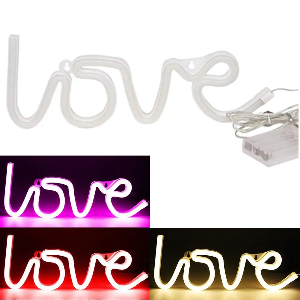 

LOVE LED Neon Sign Light USB Wall Lamp Valentines Day Anniversary Wedding Party Home Decoration Christmas Night Lamp