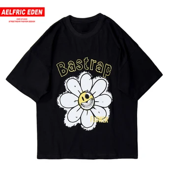 

Aelfric Eden Skull Daisy Print T Shirt Men 2020 Summer Casual Oversize Loose Tees Tshirt Streetwear Harajuku Cotton Short Sleeve