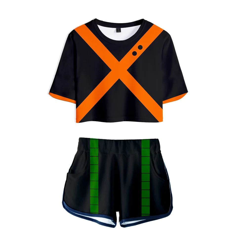 

Anime No Buko Hero Academia Cosplay Costume Bnha T shirt shorts Summer Print 3D Short Sleeve Skirt Pajamas Sportwear Women
