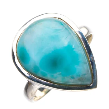 

StarGems Natural Caribbean Larimar Handmade 925 Sterling Silver Ring 5.75 D4694