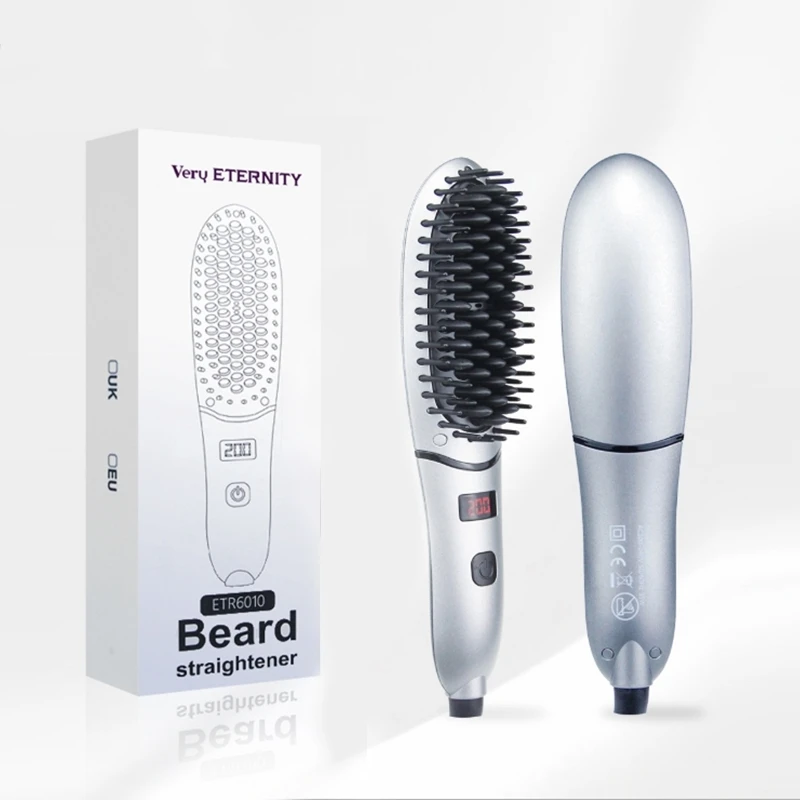 

Hair Straightening Brush Compact Beard Straightener for Men Beard Straightening Heat Brush Comb Ionic LED Display Ionic Hot Heat