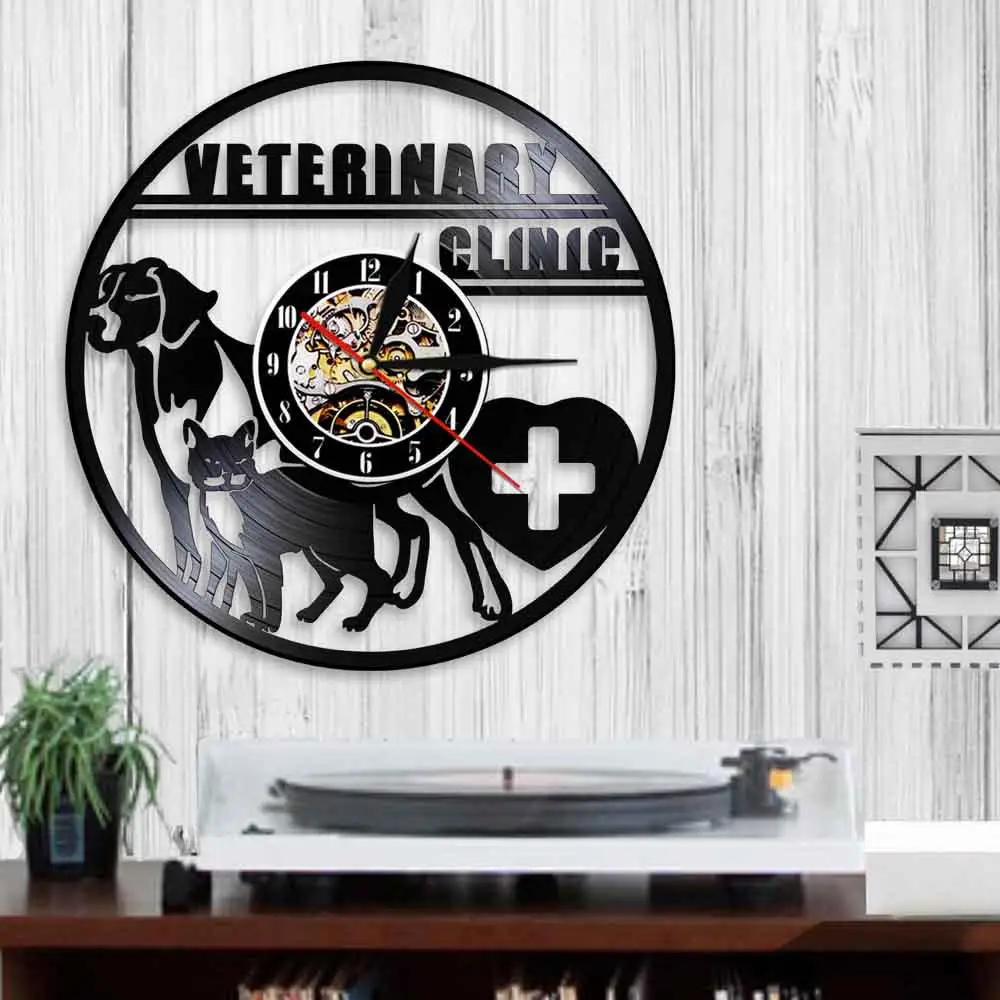 Ветеринарная клиника ветеринарные настенные часы для собак и кошек уход за животными больничный винил запись настенные часы для любителей животных ветеринарные подарки