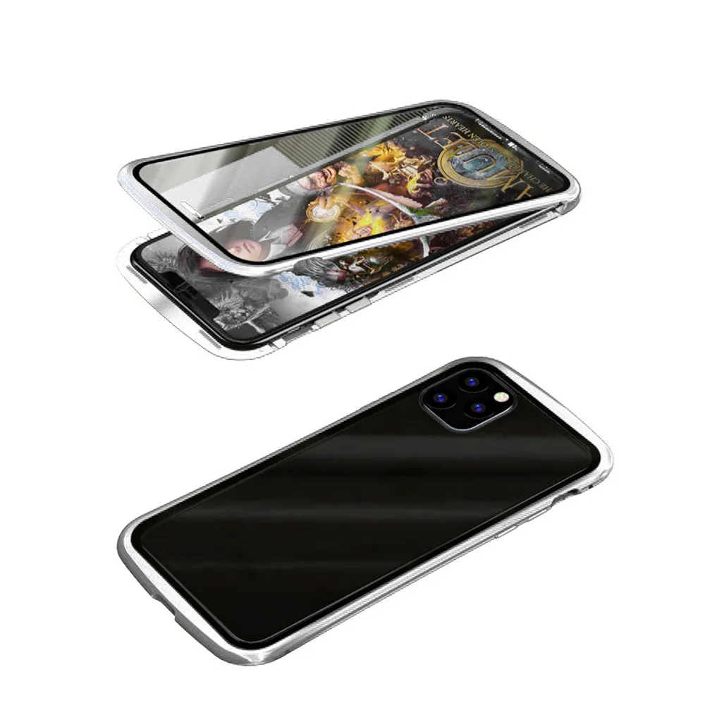 Магнитный адсорбционный чехол для iPhone 11 pro max чехол 11pro стеклянный чехол металлический бампер для iPhone 11 чехол для телефона Fundas 920#2