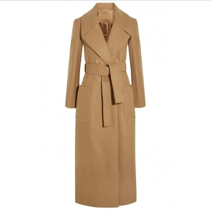 Camel Casaco Feminino Великобритания женские большие размеры Осень Зима Cassic простые шерстяные длинное пальто Макси женский халат Верхняя одежда Manteau Femme - Цвет: Camel