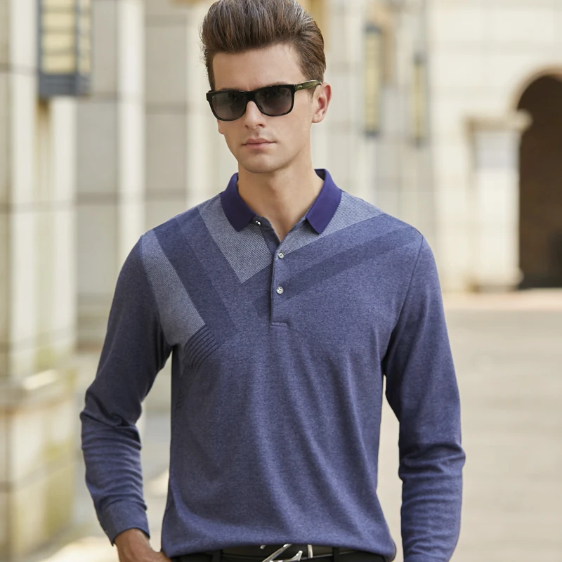Брендовая мужская мода, Camisa, рубашки поло с длинным рукавом, мужская рубашка с воротником поло, дышащая мужская футболка, топы в полоску, не скатывается