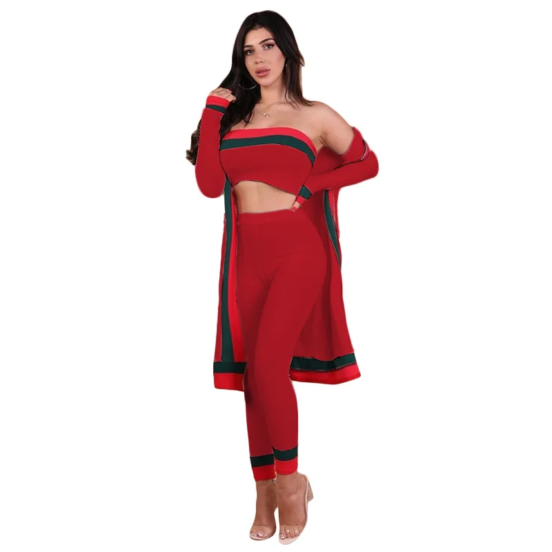 Женский элегантный комплект из 3 предметов длинная верхняя одежда 2 без бретелек