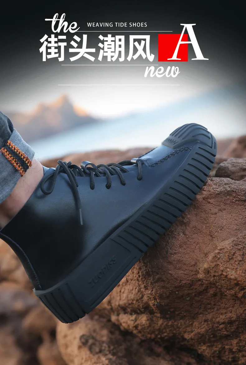 Retro fashion Genuine Leather Martin boots men skidproof sole black men walking shoes quality high desert sports Work boots men