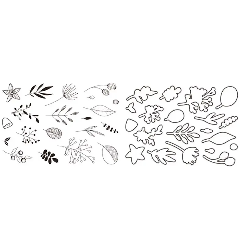 

DIY Cutting Dies Stencil + Clear Rubber Stamps for Scrapbooking Embossing Paper Card Decor (Cutting Dies + Clear Stamp Seal)