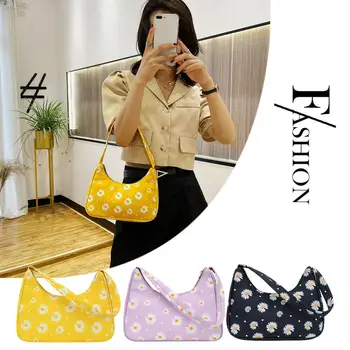 

Women Flower Daisy Handbag Nylon Casual Small Underarm Shoulder Tote Bags