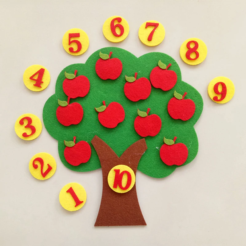

Baby Math Puzzle Toy Kids Counting Game Tree/Worm/Flower Clip Model Digital Teaching Aids Non-woven DIY Handmade Educational Toy