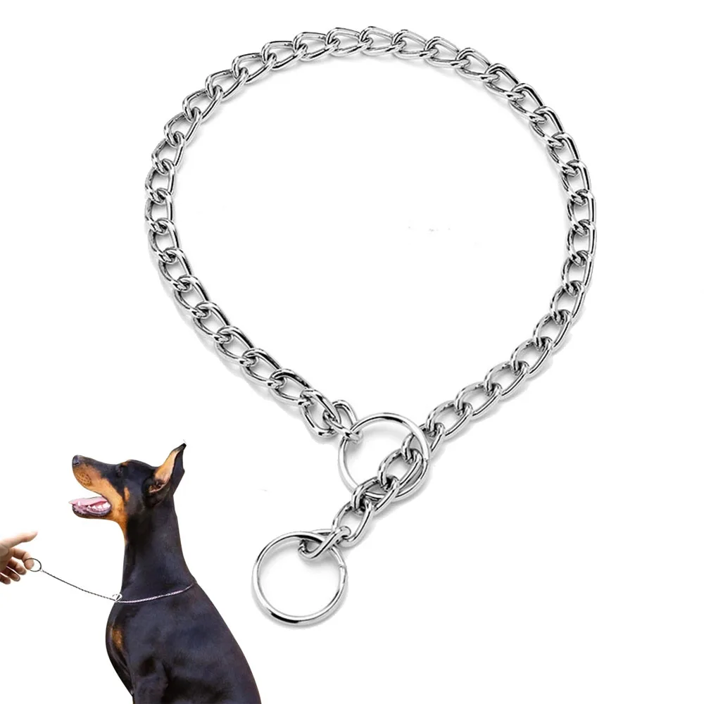 Collar de cadena de Metal para entrenamiento de perros, de hierro inoxidable, antideslizante, para perros pequeños, medianos y grandes, Pitbull Bulldog