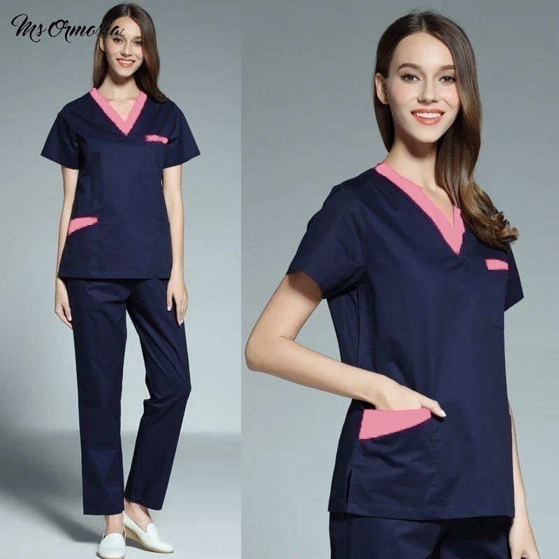 

new Breathable Solid color soft Scrub Laboratory uniform sets Pet grooming working clothes men and women Custom logo wholesale