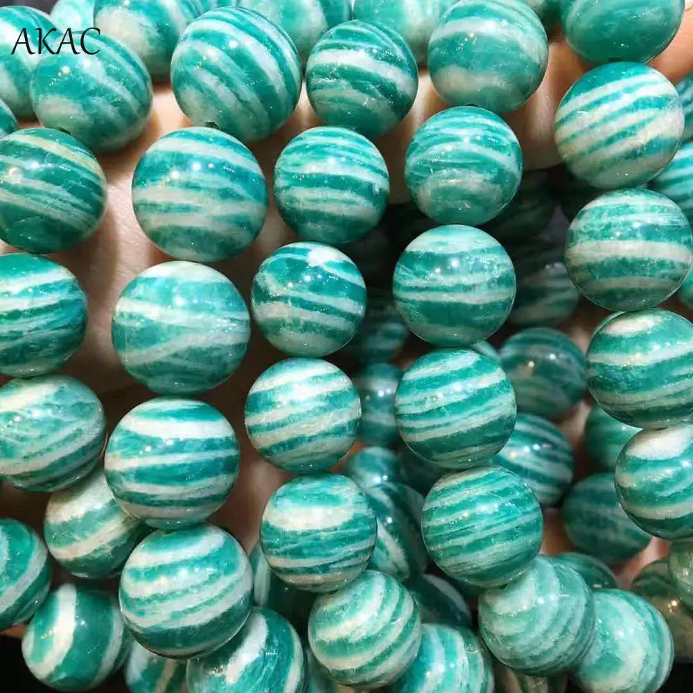 AKAC 12 мм 17-18beads натуральный русский Амазонит браслет бусины для женщин мужчин браслет или Сделай Сам дизайн