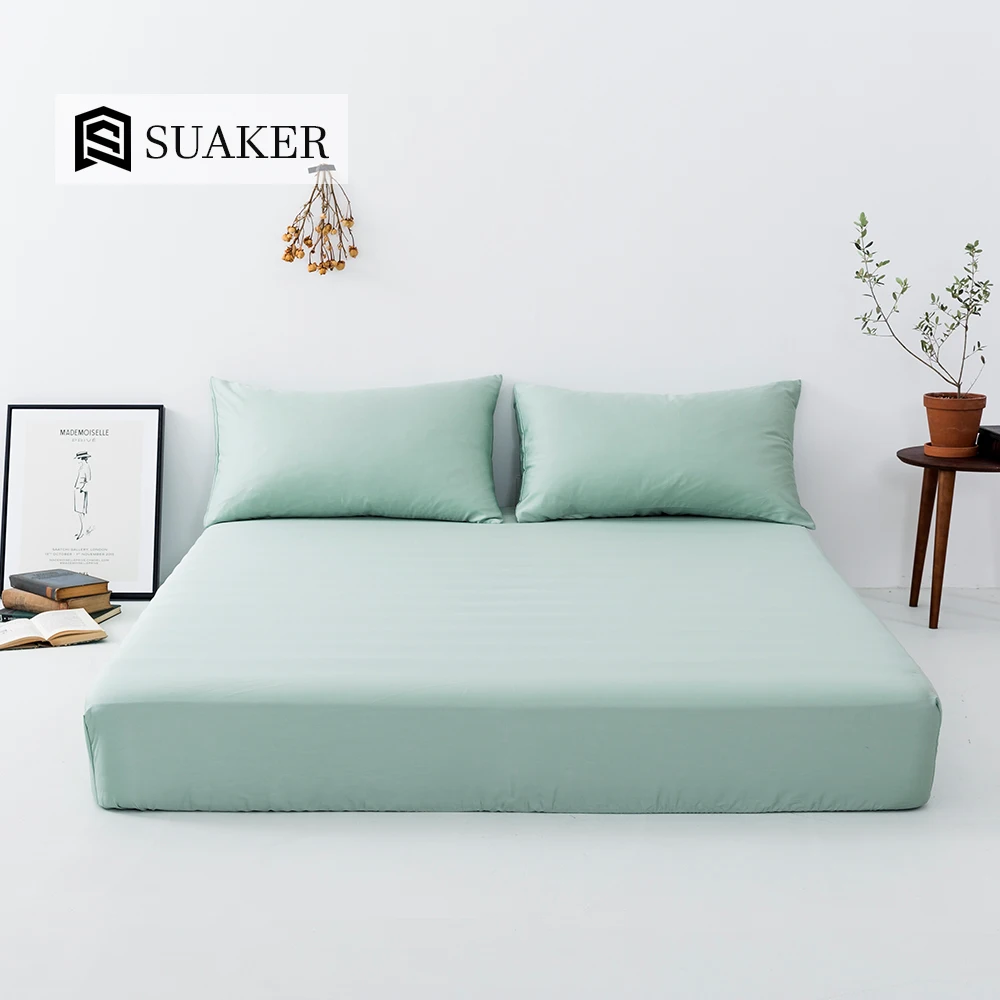 

Suaker Green Luxury 100% Silk Fitted Sheet Sets Soft Healthy Queen King Bed Sheet With Elastic Pillowcase Best For Beauty Sleep