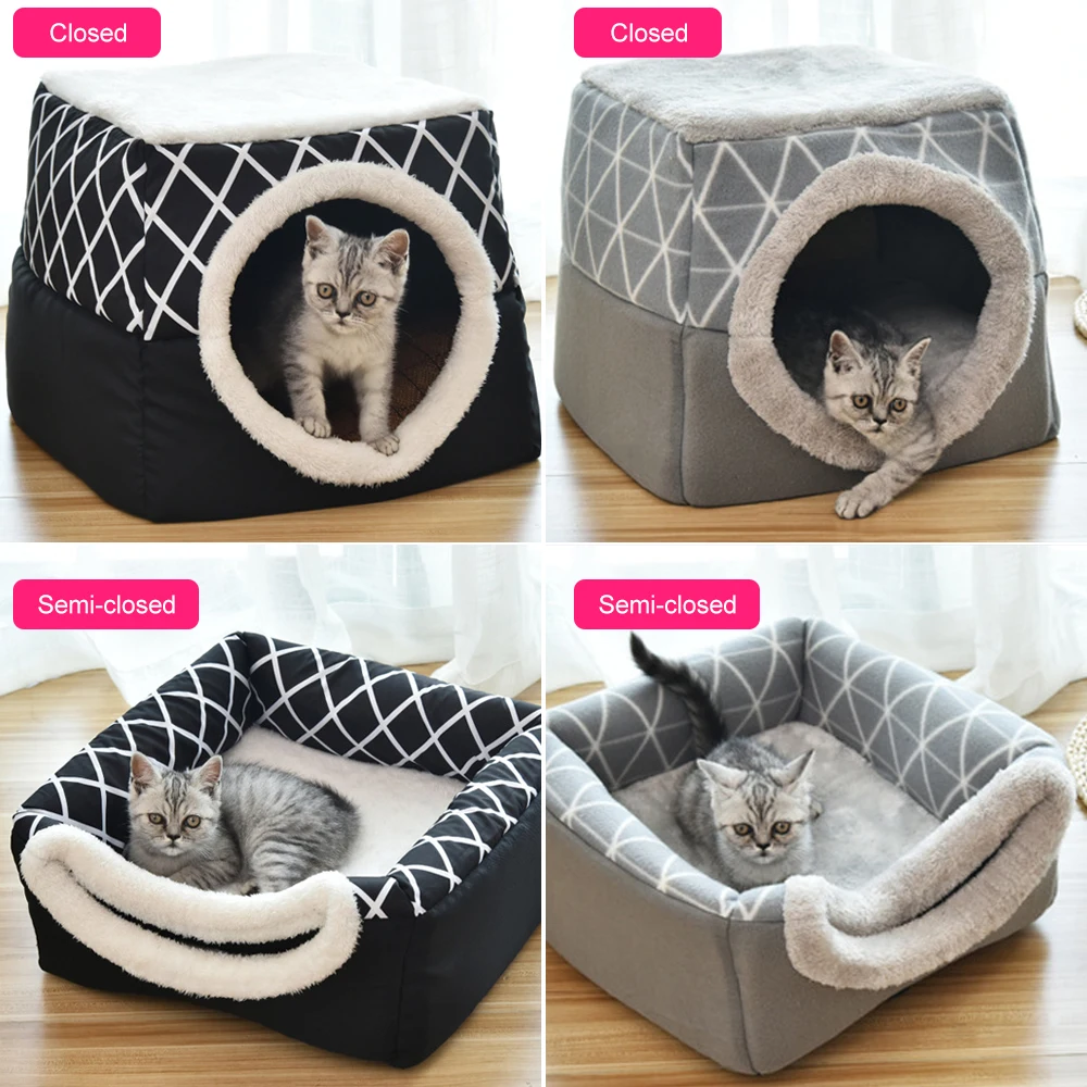 

Bed House Soft Plush Kennel Puppy Cushion Small Dogs Cats Nest Winter Warm Sleeping Pet Dog Bed Pet Mat Supplies