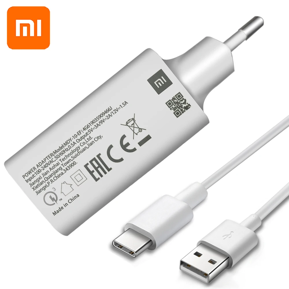 Оригинальное быстрое зарядное устройство Xiaomi USB 18 Вт быстрый адаптер 1 м TYPE C