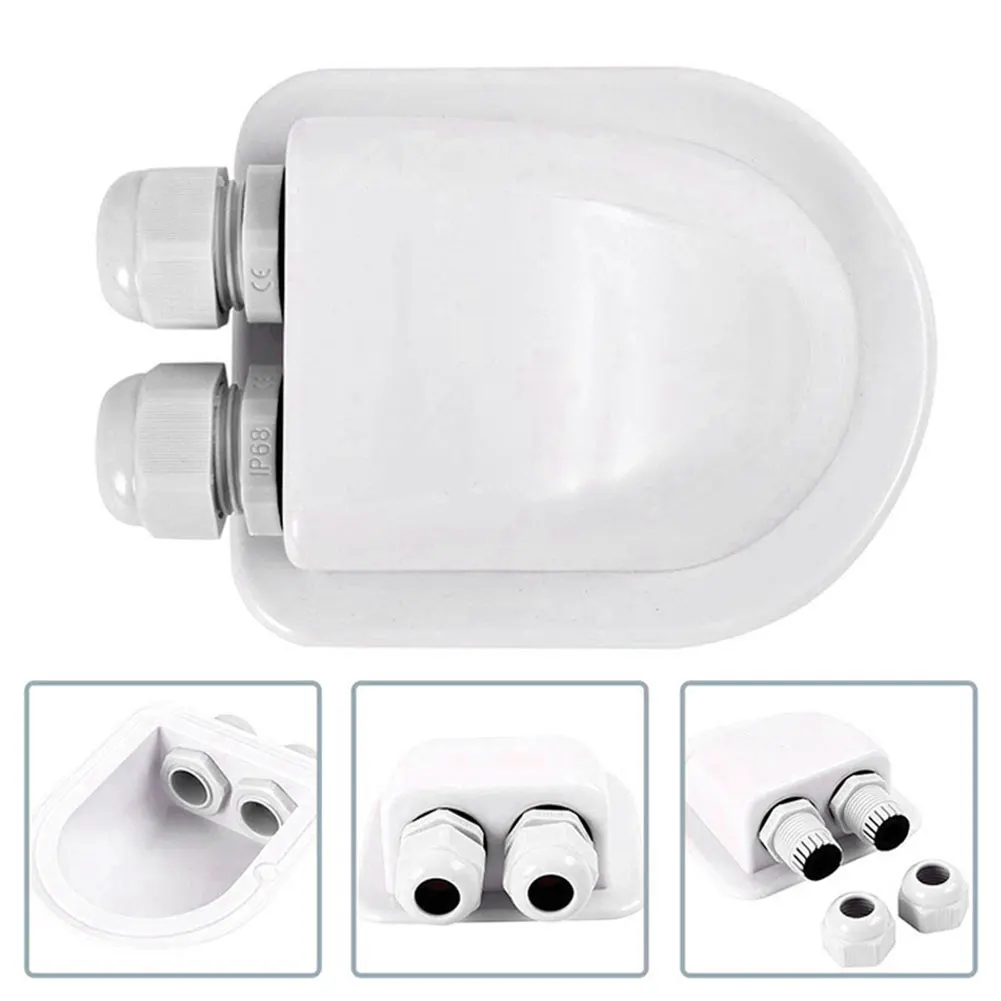 ABS Roof Grommet Caravan and Marine Roof Mount Cable Entry with IP68 Glands Solar Cable Entry Plate Double Hole ► Photo 3/6