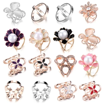 

Silk Scarf Brooches Rhinestone Garland Hoop Twine Pin Scarf Clip Buckle Holder Women Accessories Jewelry Girl Party Gift