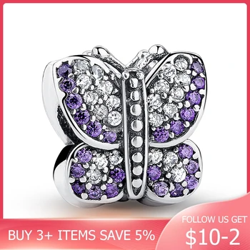 

Hot Sale 100% Real Sterling Silver Butterfly Beads Fit Original Bracelet For Women Making Fashion Jewelry Gift 2020 New