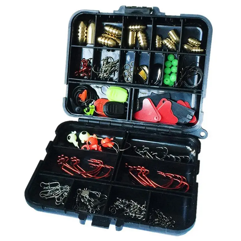 

128 pcs/boxes Fishing Accessories Hook Swivel Weight Fishing Sinker Stopper Connectors Sequins Curling Fishing Tackle Box