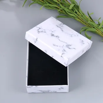

White Marble Color Jewelry Gifts Box with Black Inner Sponge for Brooches / Necklace / Bracelets / Earrings ETC