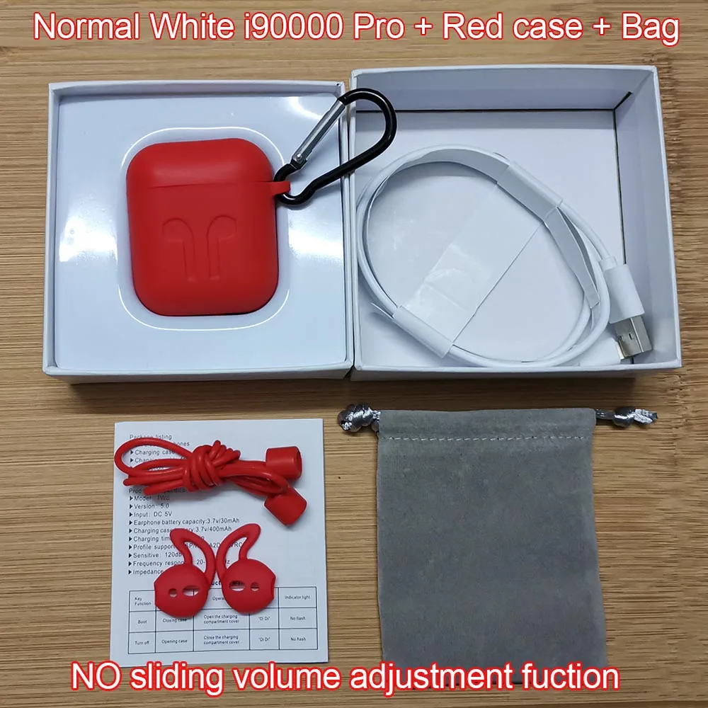 Normal RedCase Новейший i90000 Pro Tws Air 2, беспроводной Bluetooth наушник с регулировкой громкости 8D, супер бас PK i50000 i5000 i9000TWS - Цвет: Normal RedCase