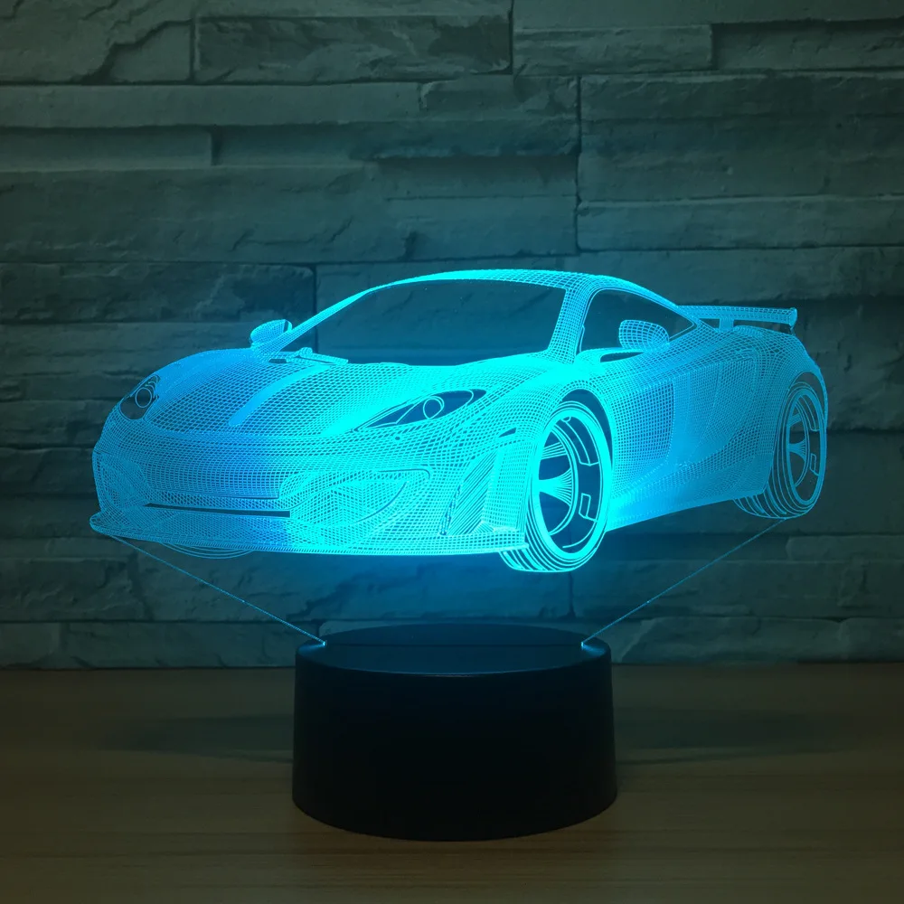 

Super Racing Car 3D 7 Color Lamp Visual Led Night Lights For Kids Touch Usb Table Lampara Lampe