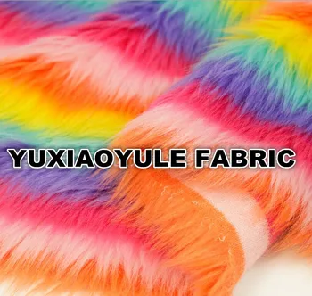 

Six Multi-color Jacquard Rainbow Plush Cloth,Faux Fur Fabric,Felt Cloth,Fabric For Unicorn Bag Hood Hat Scarf Dolls Shoes Vest