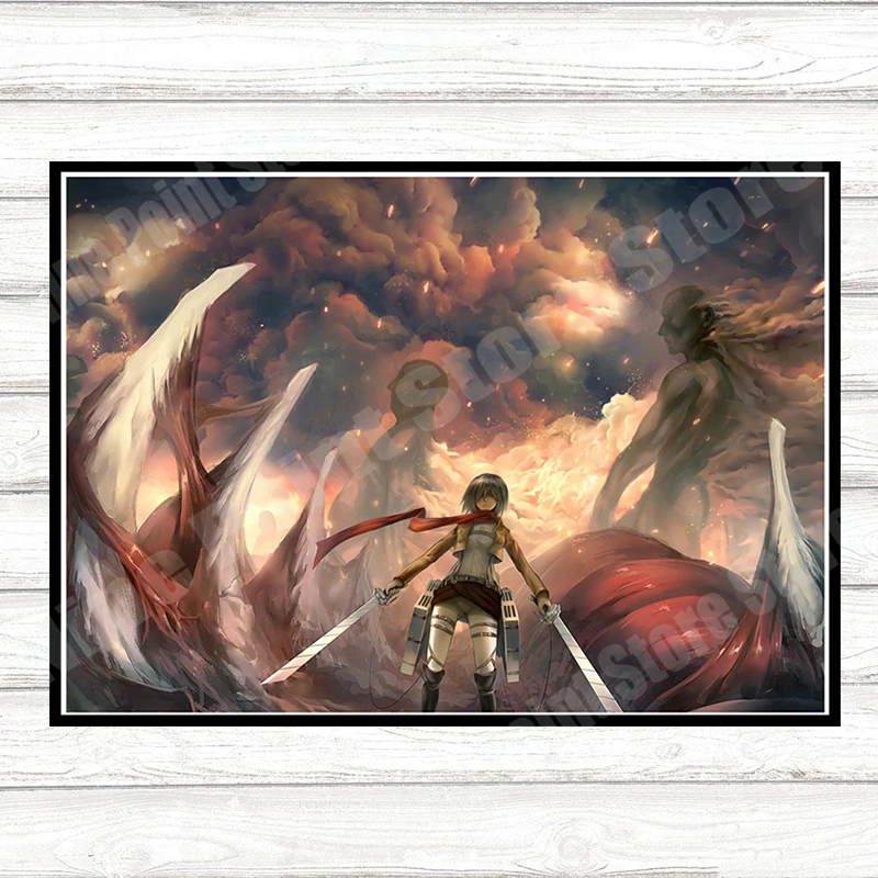Японское аниме атака на Титанов Высокое разрешение мелованная бумага для
